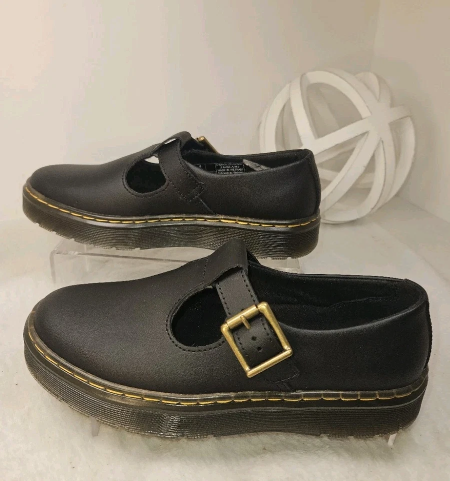 Zapatos planos de cuero Dr Martens Polly Mary Jane negros para mujer talla 6 Foto 2 de 4