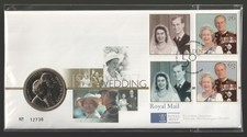 1997 Golden Wedding £5 Coin Royal Mint Numbered FDC. Westminster First Day Cover