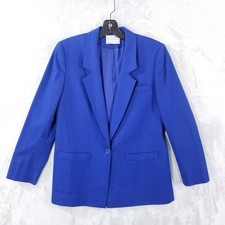 Vtg Pendleton Wool Blazer Women Size 8 Petite Royal Blue Single Button Jacket