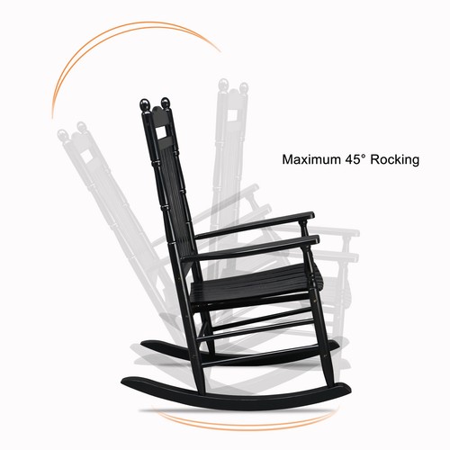 VINGLI Wood Rocking Chair Porch Rocker High Back Garden Seat Out/Indoor ...