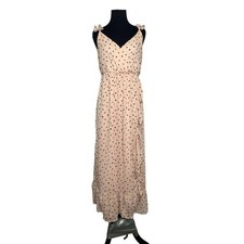 Madewell Pink Black Polka Dots Ruffle Straps Maxi Dress Size 4