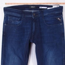 NEW Mens Replay M914 ANBASS Stretch Slim Tapered Blue Jeans W34 W33 L32 BNWT