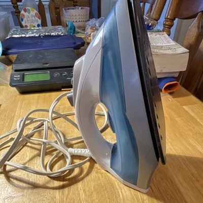 Rival Steam Iron Corded Adjustable Steam Spray Mist Blue White Coated Soleplate