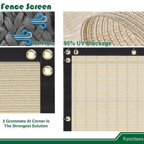 16ft Beige Privacy Fence Screen Shade Cloth Cover 240GSM for Balcony Patio Yard - Picture 3 of 8