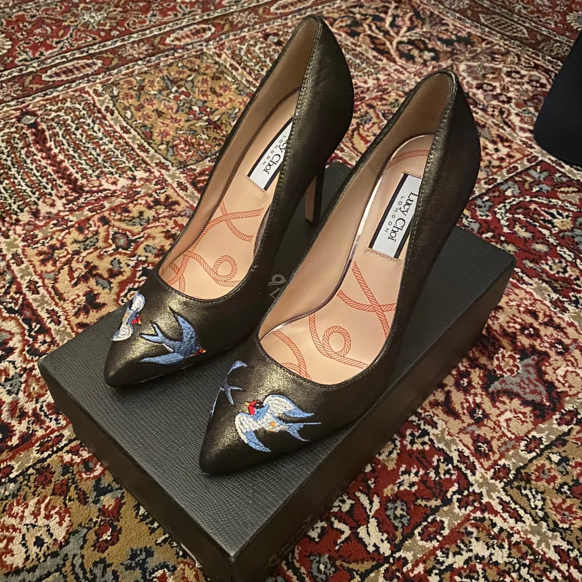 Lucy Choi Darjeeling Embroidered Stiletto Shoes Size 37 Size 4