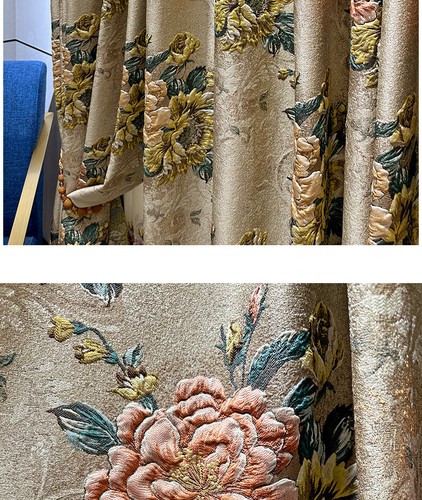 luxury high-grade European jacquard relief chenille curtain valance tulle M1517 - Picture 7 of 20