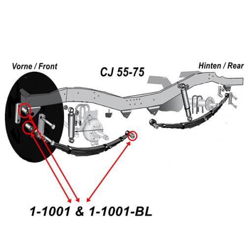 Jeep CJ Polyurethan Blattfederbuchsen Schäkelbuchsen Set vorne 55-75 - Imagen 3 de 3