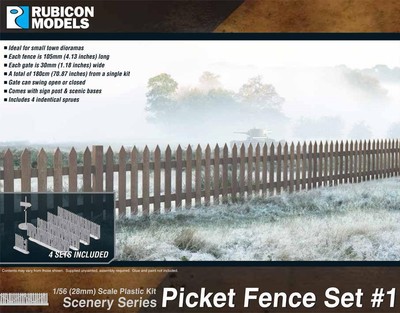 Rubicon Models Picket Fence Set 1 Scenery Series 1/56 28mm Gelände Zaun 180cm