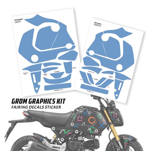 PS O X Buttons Vinyl Graphics Wrap Sticker For Honda GROM MSX125 21 22 23 - Picture 3 of 4