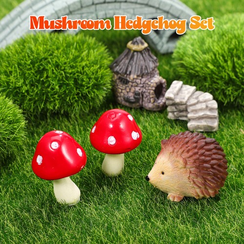 Igel-Pilz-Set Mann Igelfigur Aus Kunstharz Mini -Gartendekoration - Bild 10 von 11