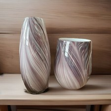 Set Of Two Coordinating Hand Made Dynasty Gallery Violet & Lavender Swirl Vases