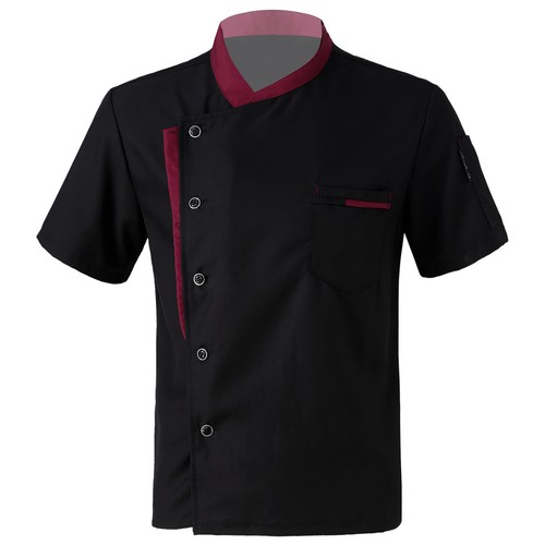 Unisex Chef Coat Double-Breast Short Sleeve Cook Jacket Kitchen Uniform Dress - Picture 57 of 140