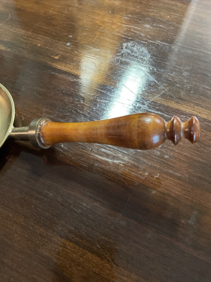 Vintage CHAMBERSTICK Antique Style Wood Handle Brass Candle Holder