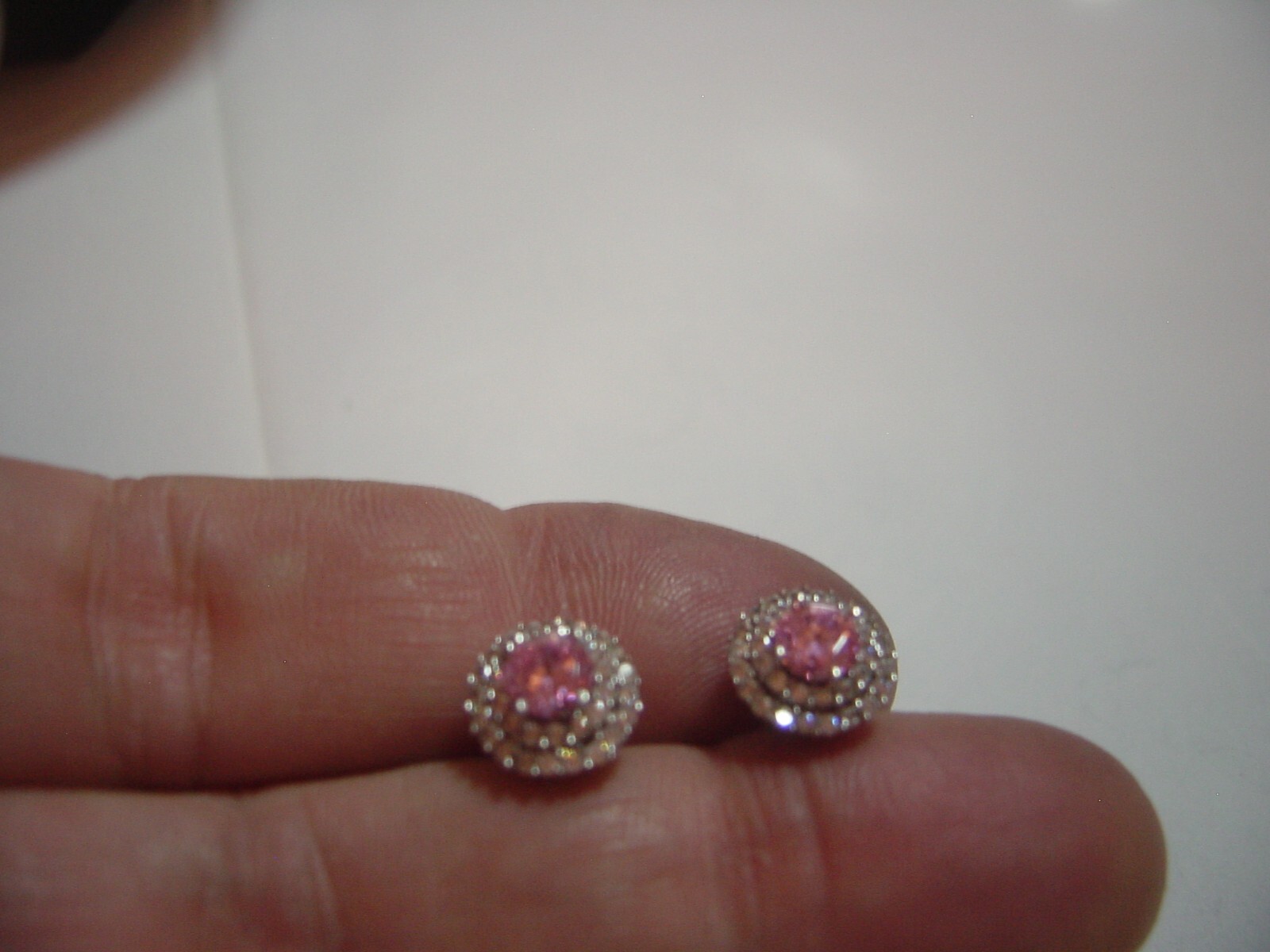 Stunning Solid Silver ROUND Earrings-superb pink … - image 5