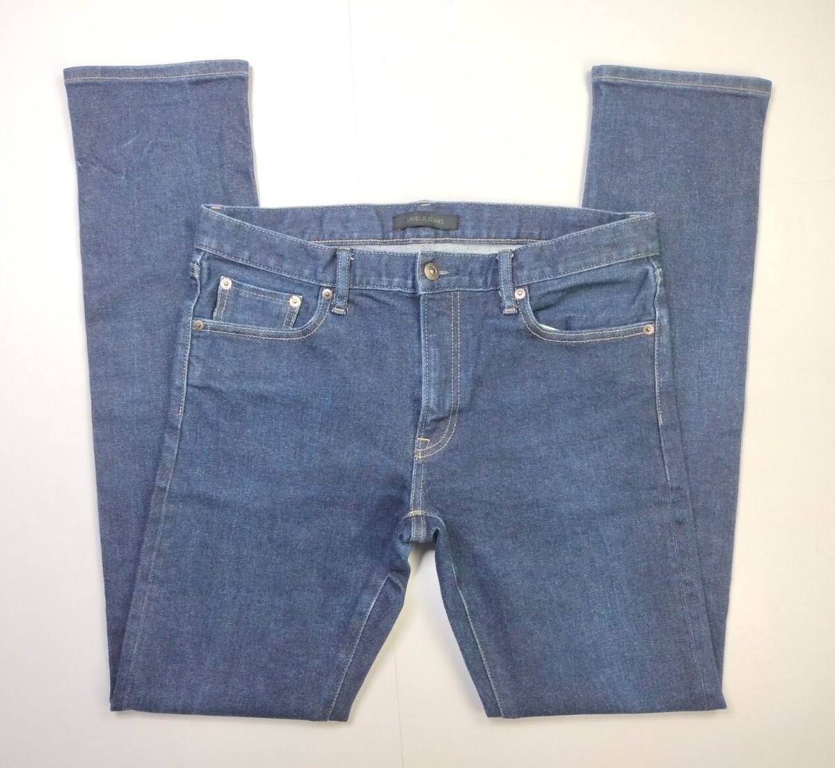 Uniqlo Stretch Selvedge Slim-Fit Straight Jeans Blue Denim Men's Size 33 x  33