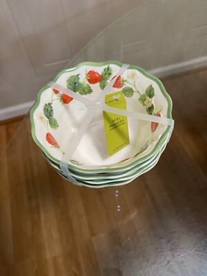 NEW Primrose Vintage 8 PC Strawberry Fields Dessert Plates & Bowls