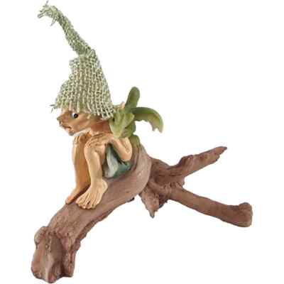 Pixie mit Drache auf Baumstamm (Gr. S)