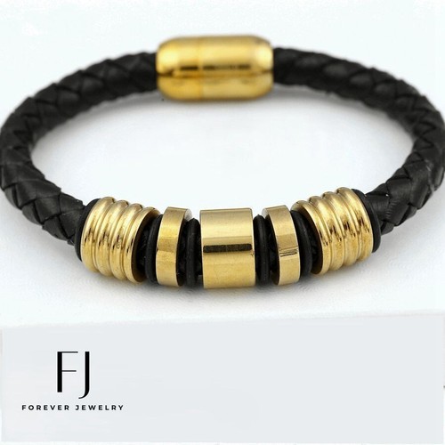 Whigetiy Christian Braided Stainless Steel Cross Bracelet For Men & Women In Gold, Silver, Black Leather Band - Foto 8
