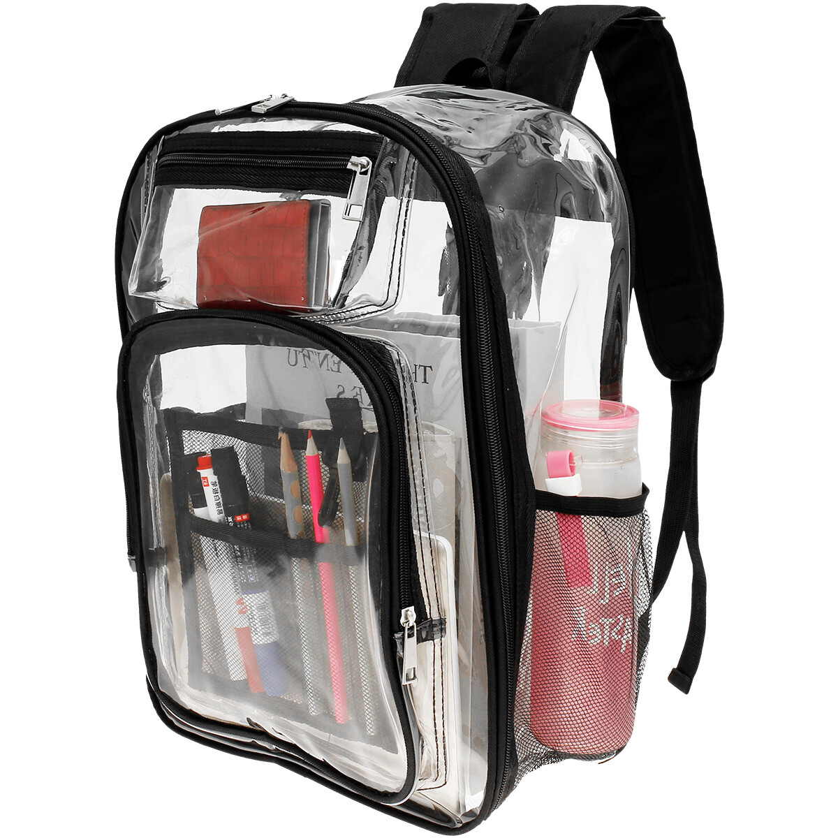 Clear Backpack Large Capacity Transparent School Bag with Multiple