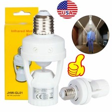 E26/E27 Motion Sensor PIR Infrared LED Light Lamp Bulb Holder Dimmable Socket US