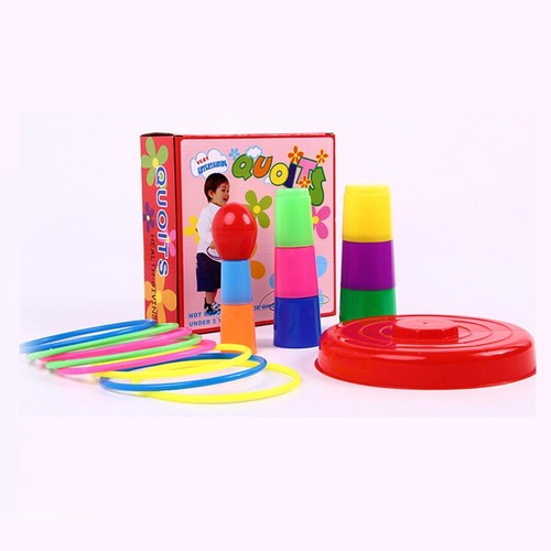 Quoits Competitive Multi-Colored Plastic Rings Tossing Game for Kids (3 ...