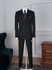 Men  s Black Double Breasted Suit Slim Fit Parez Suits