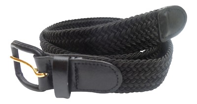 STREEZE Herren Elastisch Stoff Gewebt Geflochten Stretch Gürtel 30mm Leder Schnalle