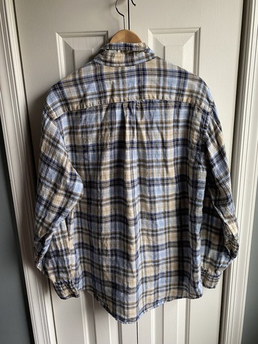 Brooks Brothers 346 Herren Langarm Kariert 100% Leinen Button Down Hemd Größe M - Bild 2 von 8