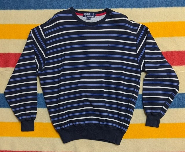 VTG 80s Polo Ralph Lauren Multicolor Striped Cotton Blend Pullover ...