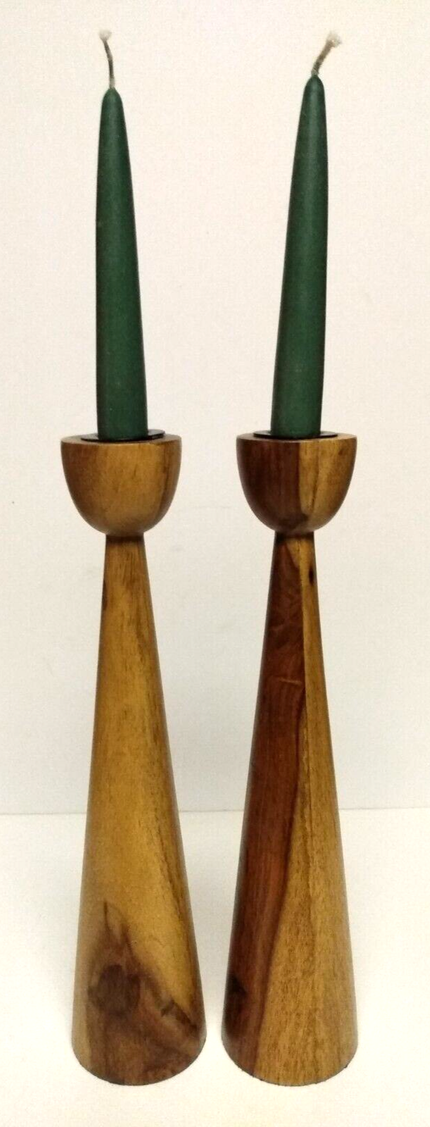 Set of Vintage Wooden Danish MCM Candle Holders Mid Century Modern 12