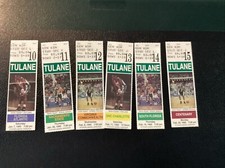 (6) Different 1995 Tulane Green Wave Basketball Tickets Games 10-15