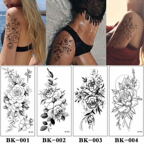 Falsche Blumen Tattoo Kunst Bein Sticker Ein + Sexy Arm Wasserfest Body Tempor ↑