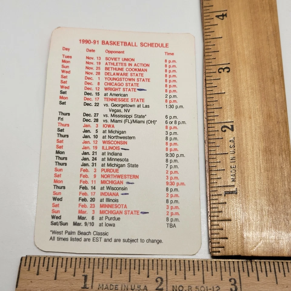 VTG Ohio State Basketball Schedule 1990-91 Season Including Soviet Union! - Image 2 of 2