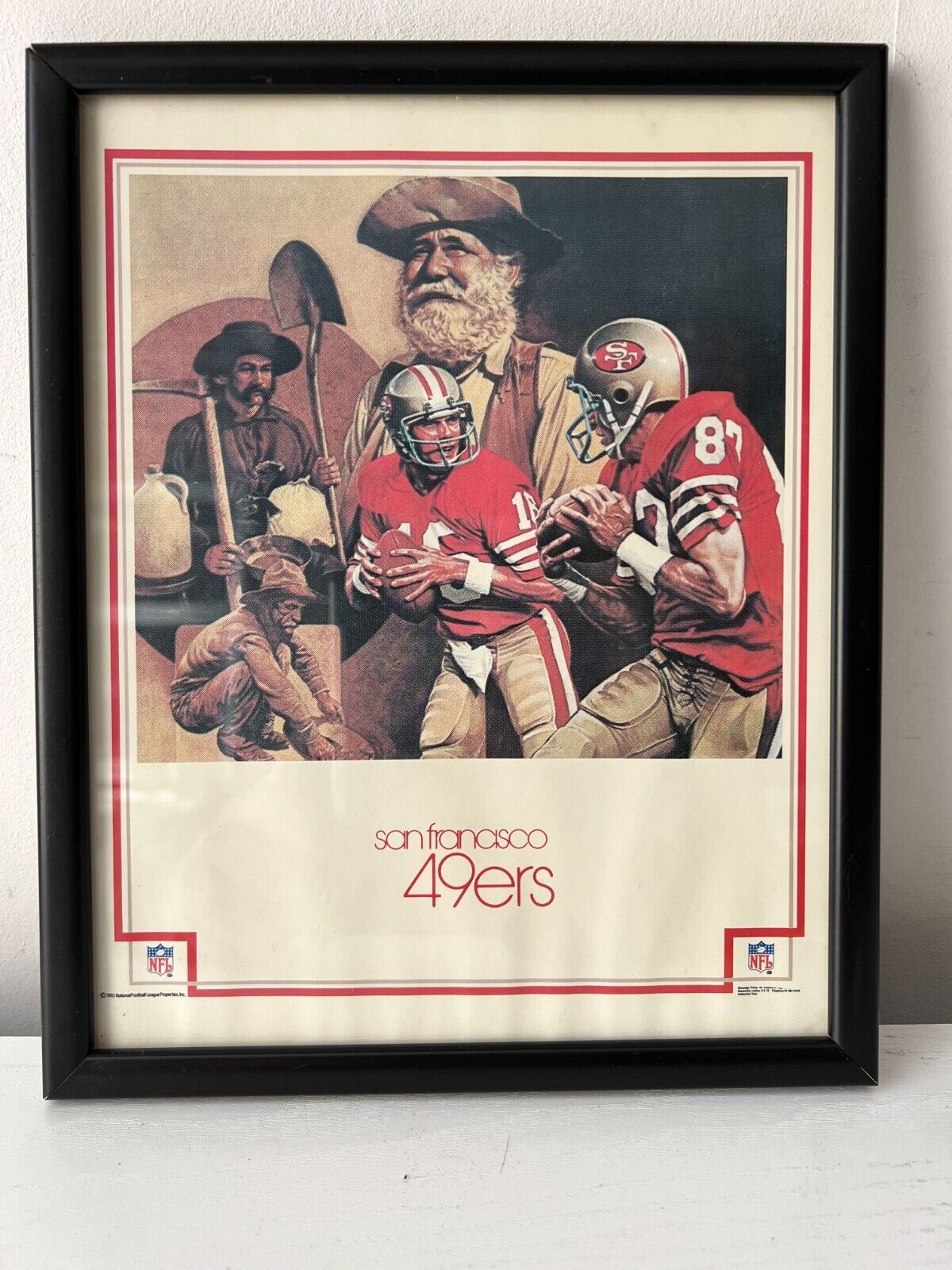 Vintage Framed Print NFL San Francisco 49ers joe montana /dwight clack 1983