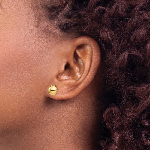 REAL 14K Yellow or White Gold 8mm Polished Button Half Ball Post Stud Earrings - Picture 10 of 16