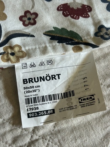 Ikea BRUNÖRT Pillow Cover Floral 20 x 20 - Picture 5 of 5