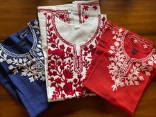 Kurta Lot 3 Girls Kurti Lucknow 34 Embroidered New Chikan Cotton Shirt Blouse