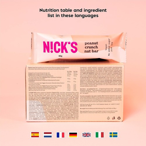 NICKS Nut Bar Peanut crunch, Vegan Chocolate Keto Snack 3.7 Net Carbs, 176 Calo - Picture 20 of 20