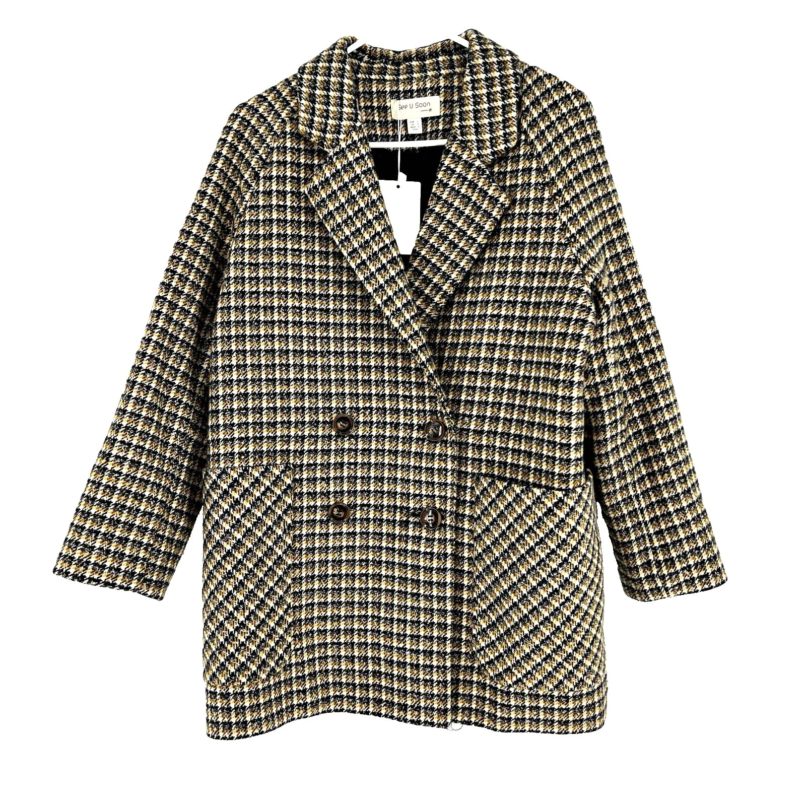 Herringbone Pea Coat Tamaño Regular abrigos, chaquetas y chalecos para Mujeres