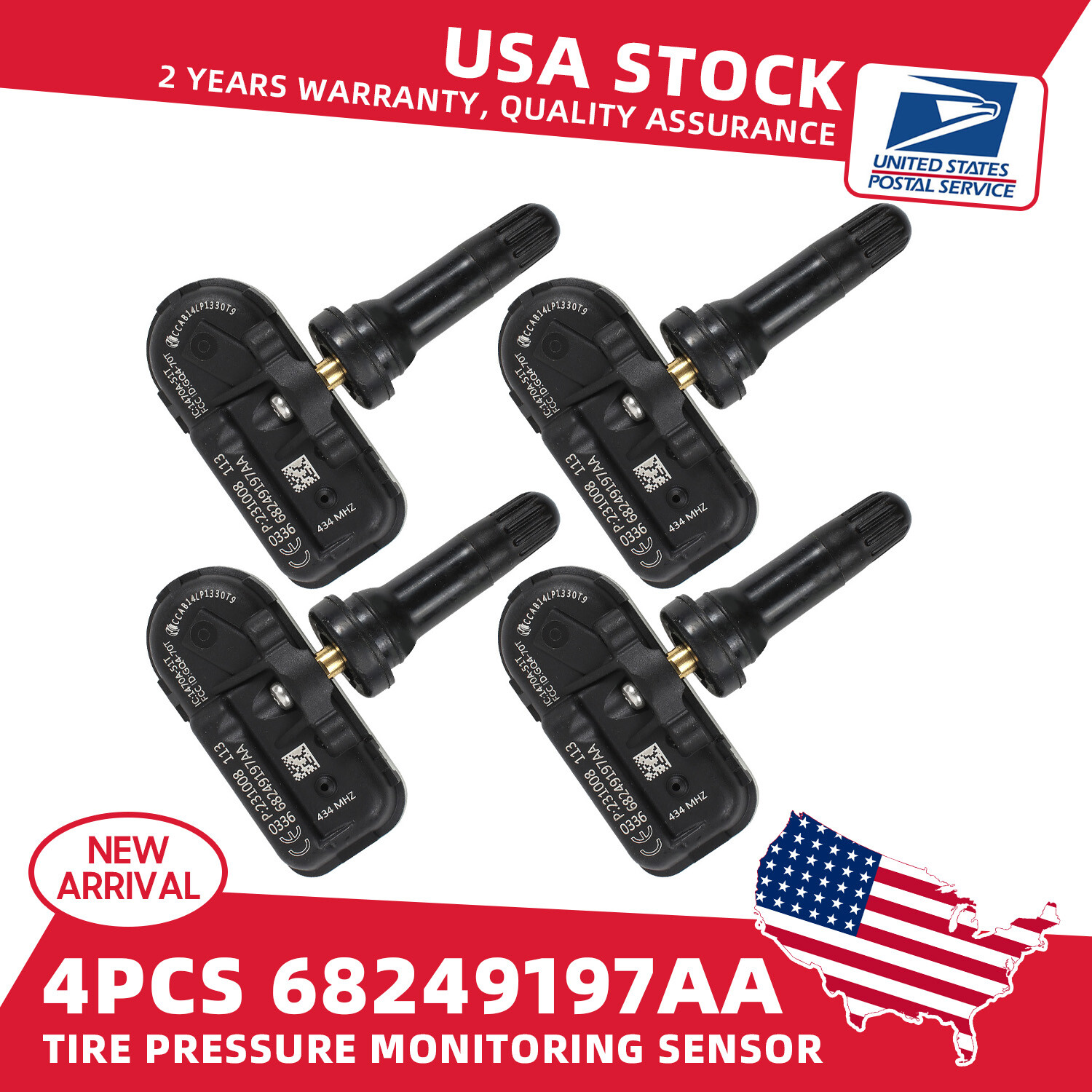 2014-2021 Jeep Dodge Ram TPMS Tire Pressure Sensor Monitor 4-Pack