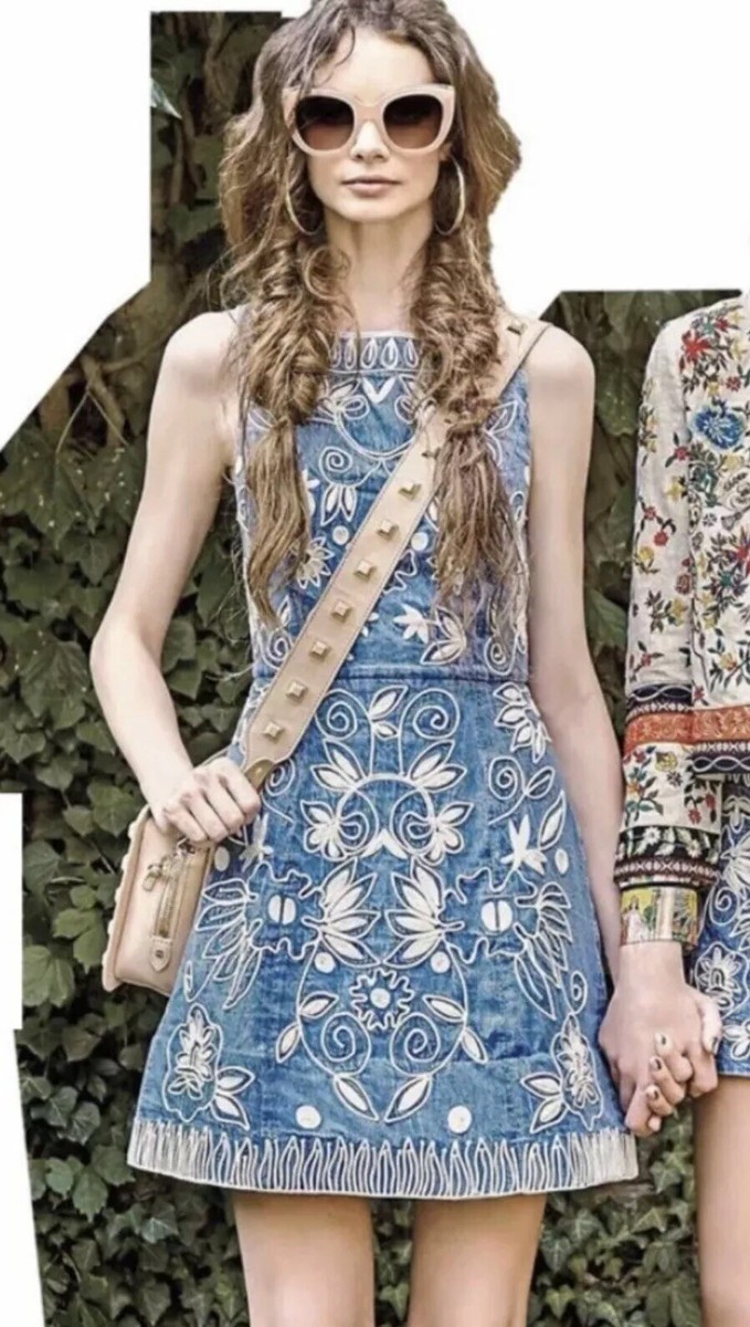 alice and olivia lindsey embroidered dress Alemais - Alemais Acacia Mini Dress in Blue 12 / 8 US