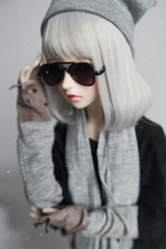 1/4 7-8" Bjd Doll Wig Lifelike Hair Light Silver Gray Bob Cute Short Hual-S0