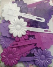 Large Daisy Shaped Hair Barrettes in Assorted Shades of Purple and White