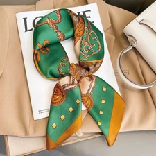 70X70Cm Fashionable Korean Style Silk Square Scarf Satin Print Hairband Necktie 