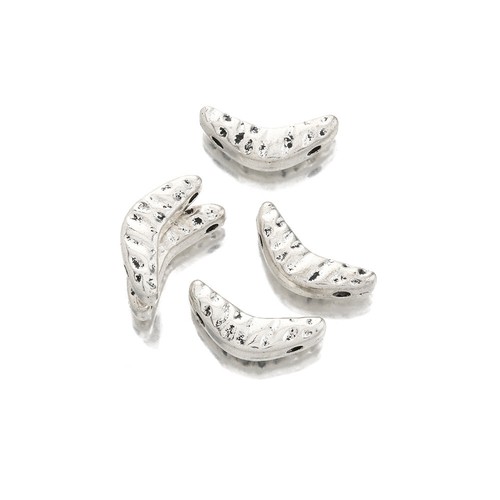 10Pcs Antique Silver Hammered Moon Double Hole Spacer Beads fit 2mm Round Cord - Picture 3 of 4
