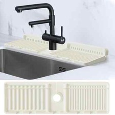 Tap Handle Drip Catcher Tray Silicone Anti-Spray for Kitchen Sink - Cream