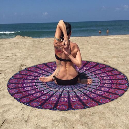 Mandala Bohemian Round Beach Hippie Tapestry Throw Yoga Mat Towel Indian Blanket - Picture 14 of 25