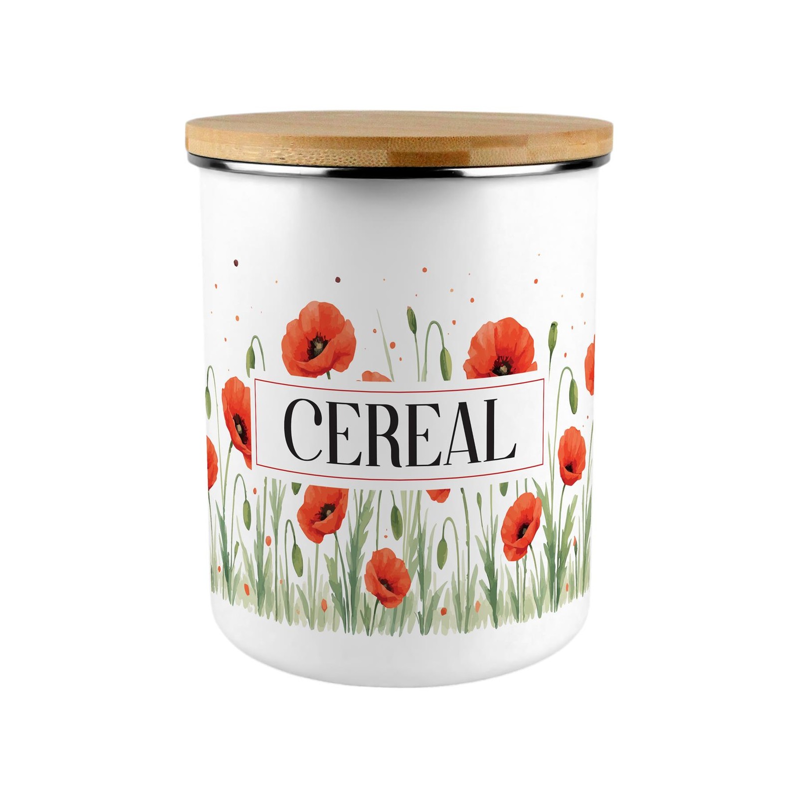 Large Floral Cereal Canister - Poppies Print Homeware Gift