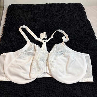 New Razor Back Bra 42C Unlined Lace Front Close White Underwire 571