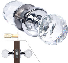 CWOVRS Crystal Door Handles (1 Pair), Solid Crystal Door Knobs 60Mm Large Court